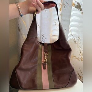 Gucci Brown Leather Hobo Shoulder Bag